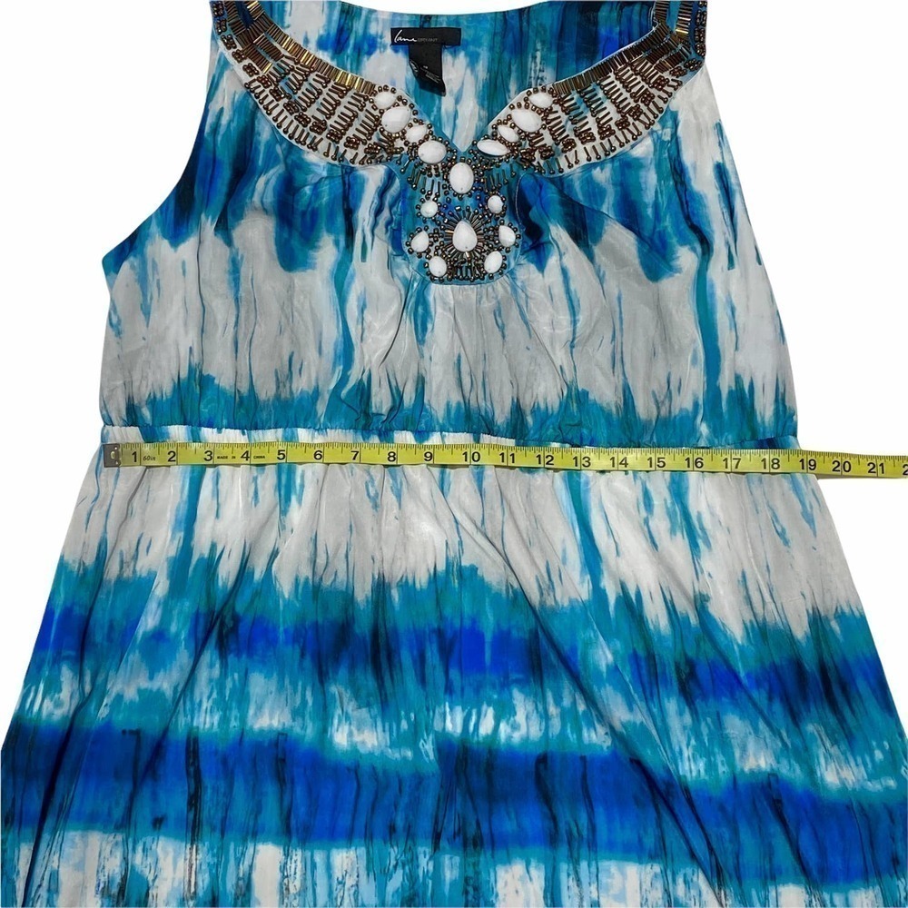 LANE Bryant Blue & White Tie Dye Sleeveless Embellished Maxi Dress - Picture 5 of 8